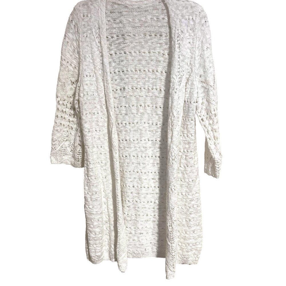 Lightweight Open-Knit White Cardigan - Picture 2 of 6